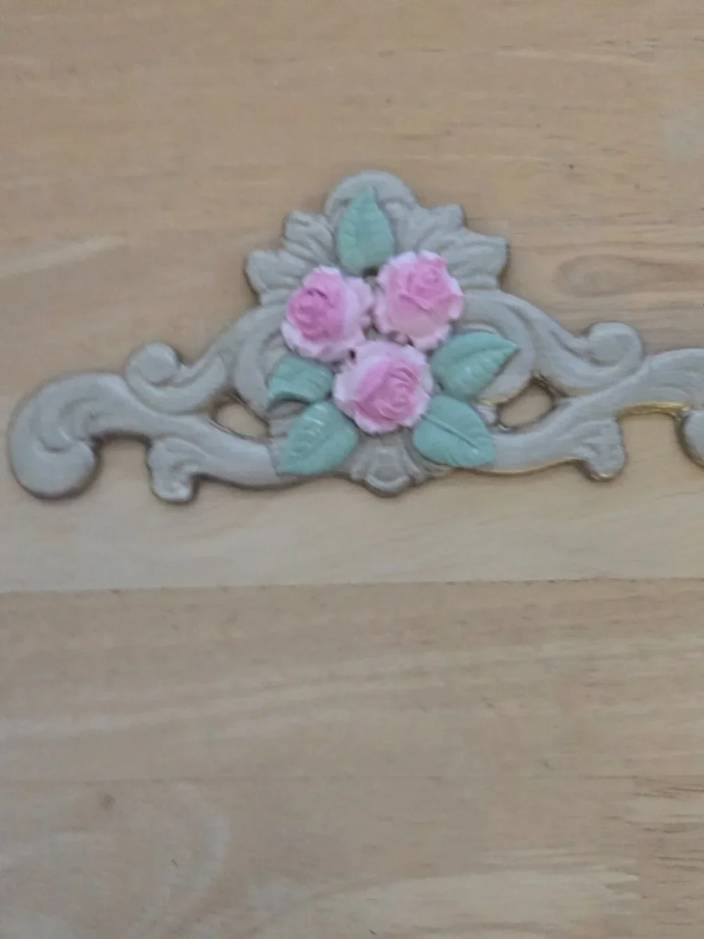 Pink Rose Wall Decor Gold Scrollwork Cottagecore Vintage-Style